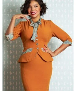 Miss Candyfloss Bonny Fire 40's Blazer Jacket Rust