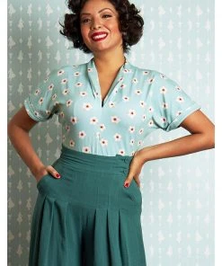 New In Miss Candyfloss Vivienne Gia 40's Top Green