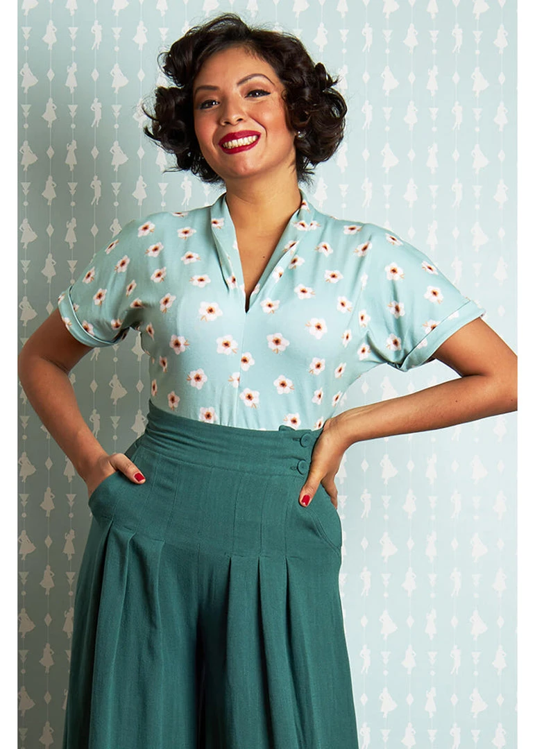 New In Miss Candyfloss Vivienne Gia 40's Top Green