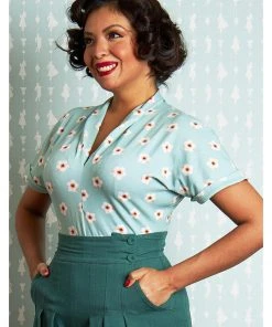 New In Miss Candyfloss Vivienne Gia 40's Top Green