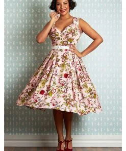 Miss Candyfloss Caroline Blush 50's Swing Dress Pink New In