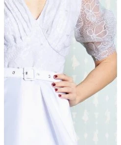 Miss Candyfloss Sabella May Lace 40's Maxi Dress Quartz White New In