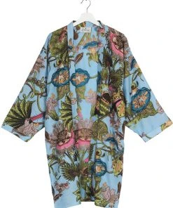 New In One Hundred Stars Eccentric Blooms Midi Kimono Sky Blue
