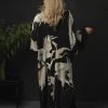 New In One Hundred Stars Stork Crepe Long Kimono Black