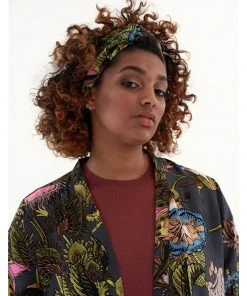 One Hundred Stars Eccentric Blooms Short Kimono Grey New In