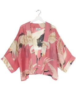 One Hundred Stars Stork Short Kimono Lipstick Pink New In