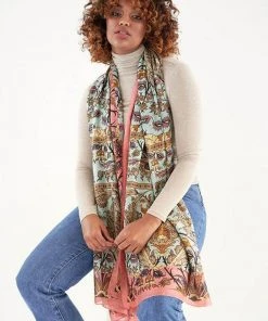 One Hundred Stars Decadent Scarf Aqua New In