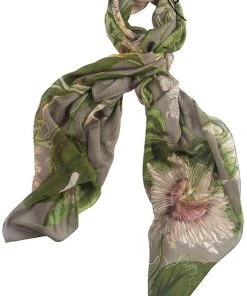 New In One Hundred Stars Passion Flower Scarf Grey