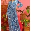 Onjenu Jerry Gena 70's Maxi Dress Blue