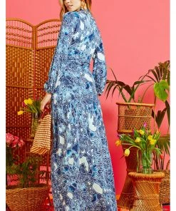 Onjenu Jerry Gena 70's Maxi Dress Blue