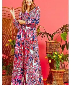 Onjenu Sharon Gena 70's Maxi Dress Pink