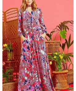Onjenu Sharon Gena 70's Maxi Dress Pink