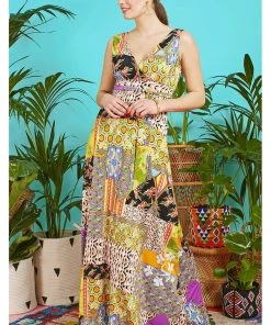 New In Onjenu Fifi Gaia 70's Maxi Dress
