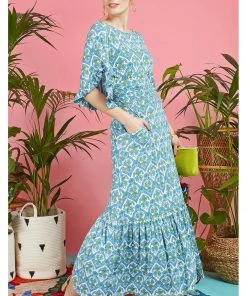 Onjenu Gabriella Hera 70's Maxi Dress Blue New In