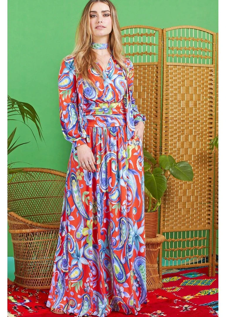 New In Onjenu Sharon Flower Power 70's Maxi Dress