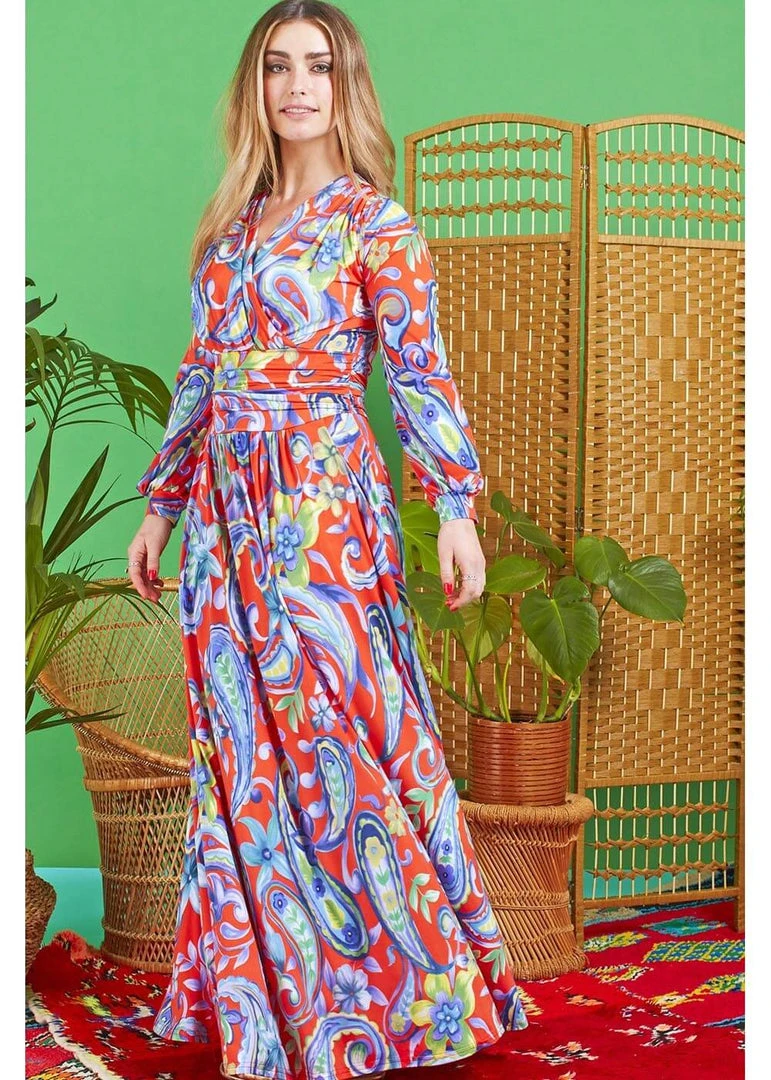 New In Onjenu Sharon Flower Power 70's Maxi Dress