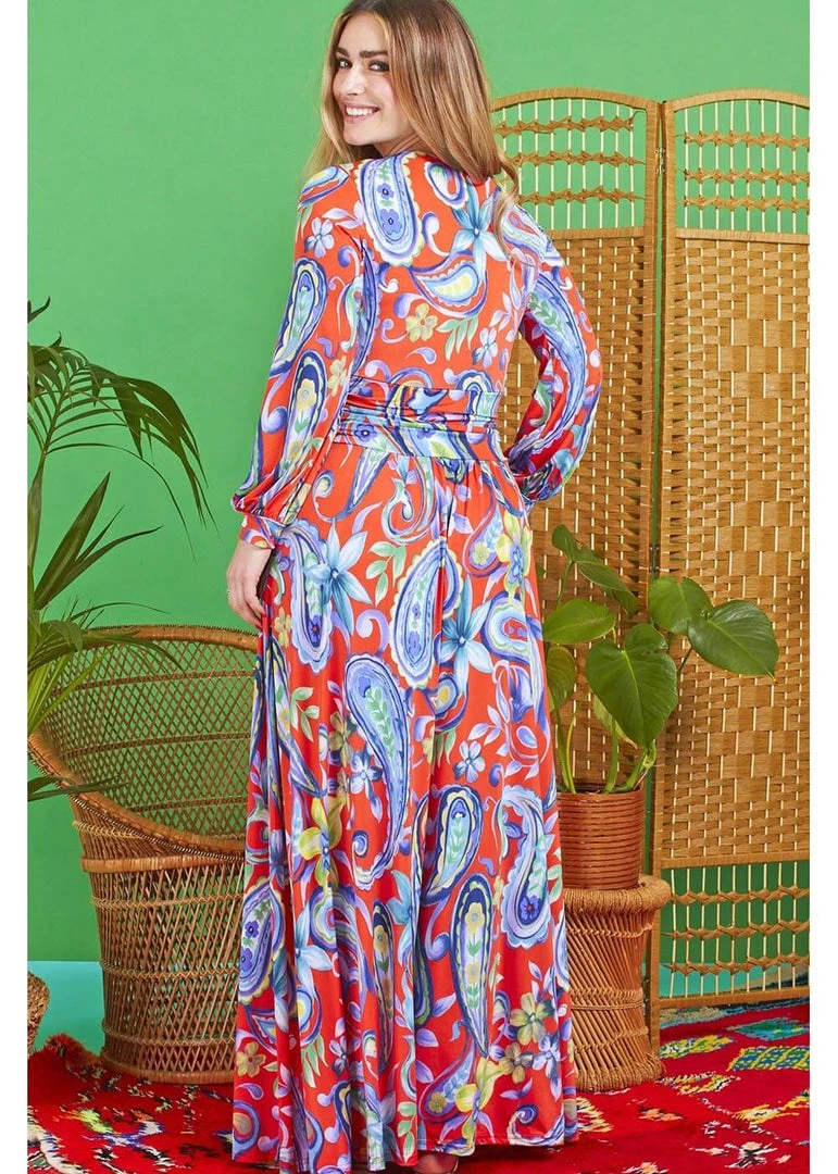 New In Onjenu Sharon Flower Power 70's Maxi Dress