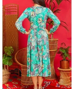 Onjenu Sharon Portia 70's Midi Dress Green