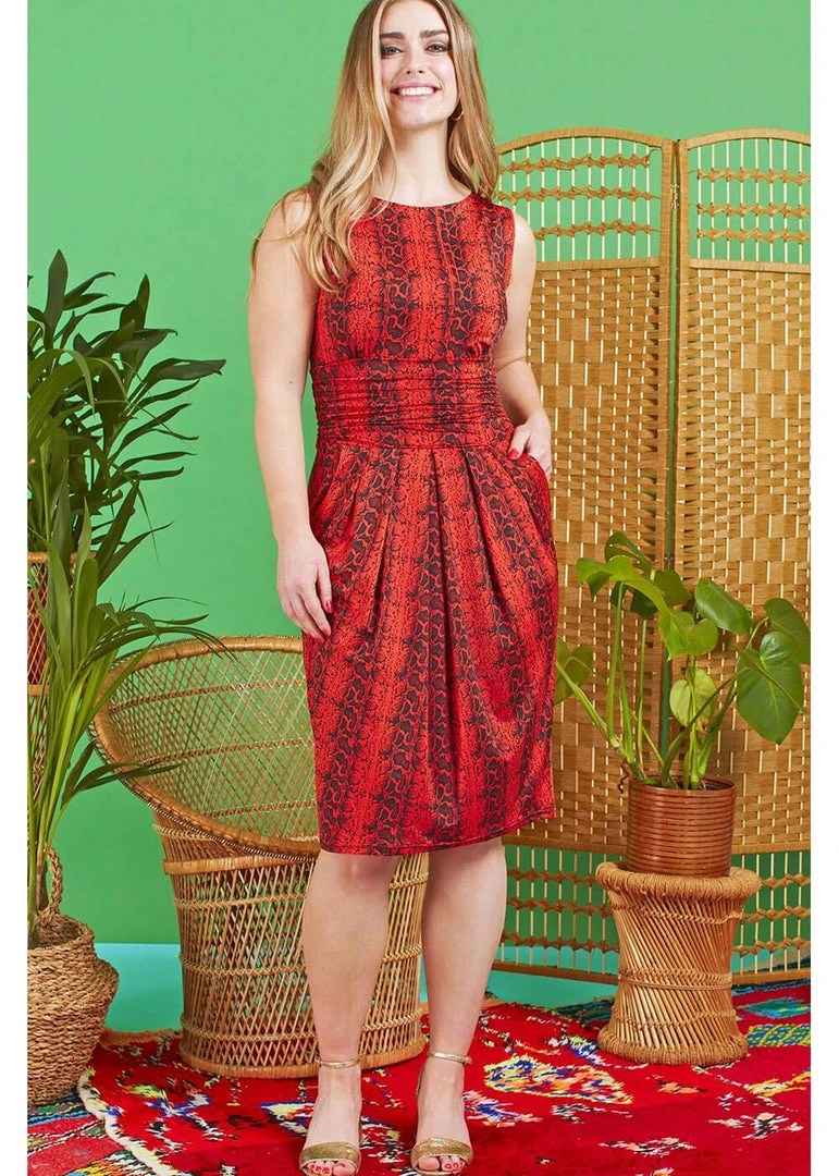 Onjenu Sid Ophidia 60's Pencil Dress Red