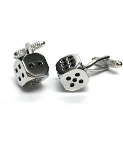 Onyx Art Men Cufflinks Rolling Dice Silver