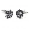 Onyx Art Men Cufflinks Spider On Web Silver