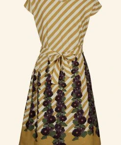 Palava Beatrice Hollyhocks 50's Swingdress Mustard