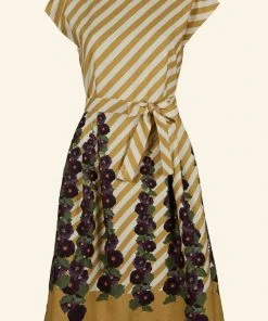 Palava Beatrice Hollyhocks 50's Swingdress Mustard