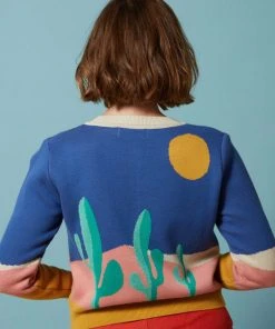 Palava Vera Cardigan Cacti Jacquard 40's Cardigan Blue