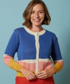 Palava Vera Cardigan Cacti Jacquard 40's Cardigan Blue