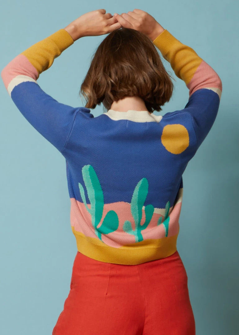 Palava Vera Cardigan Cacti Jacquard 40's Cardigan Blue