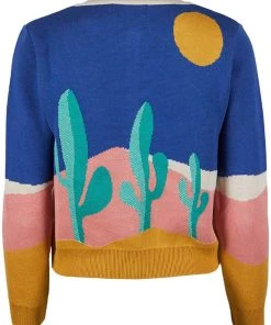 Palava Vera Cardigan Cacti Jacquard 40's Cardigan Blue