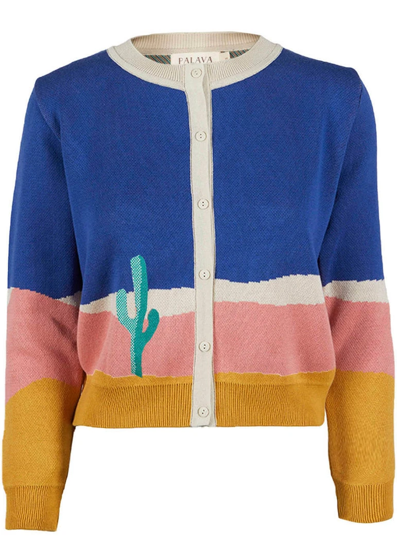 Palava Vera Cardigan Cacti Jacquard 40's Cardigan Blue