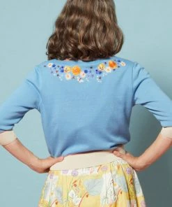 Palava Vera Cardigan Edible Flowers 40's Cardigan Chalk Blue