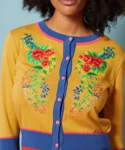 Palava Vera Cardigan Mexican Rose 40's Cardigan Mustard New In