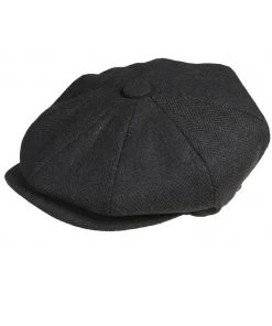 Peaky Blinders Newsboy Herringbone Cap Black