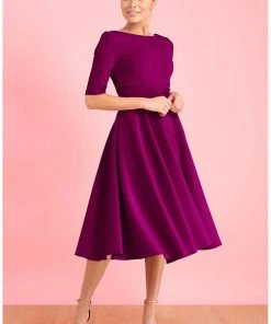 Pretty Dress Company Hepburn 50's Swing Dress Berry