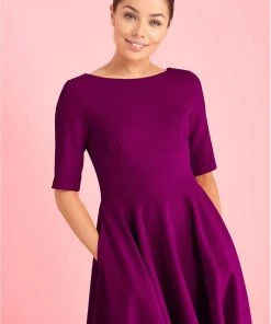 Pretty Dress Company Hepburn 50's Swing Dress Berry