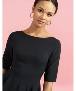 Pretty Dress Company Hepburn 50's Swing Dress Black