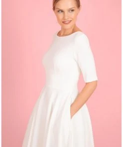 New In Pretty Dress Company Hepburn 50's Swing Dress Ivory