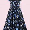 New In Pretty Dress Company Hourglass Verona 50's Swing Dress Black Blue