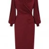 Pretty Dress Company Jenson 50's Pencil Dress Bordeaux New In