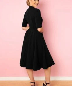Pretty Dress Company Leyla 50's Midi Swing Dress Black