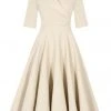 New In Pretty Dress Company Leyla 50's Midi Swing Dress Champagne