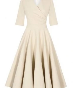 New In Pretty Dress Company Leyla 50's Midi Swing Dress Champagne