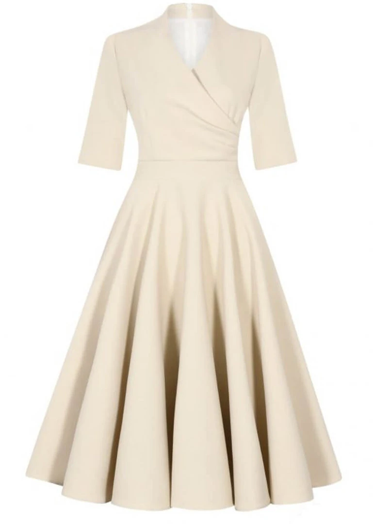 New In Pretty Dress Company Leyla 50's Midi Swing Dress Champagne