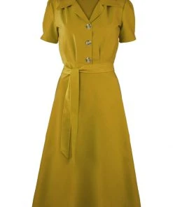 New In Pretty Retro Landgirl 40's Swing Dress Musterd