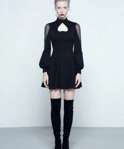 Punk Rave Upside Down Heart Dress Black
