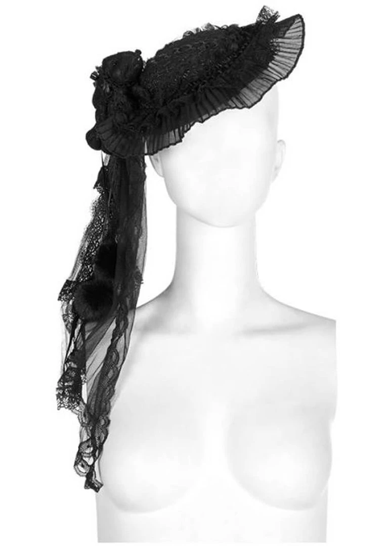 New In Punk Rave Lolita Elegance Hat Black