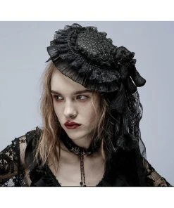 New In Punk Rave Lolita Elegance Hat Black
