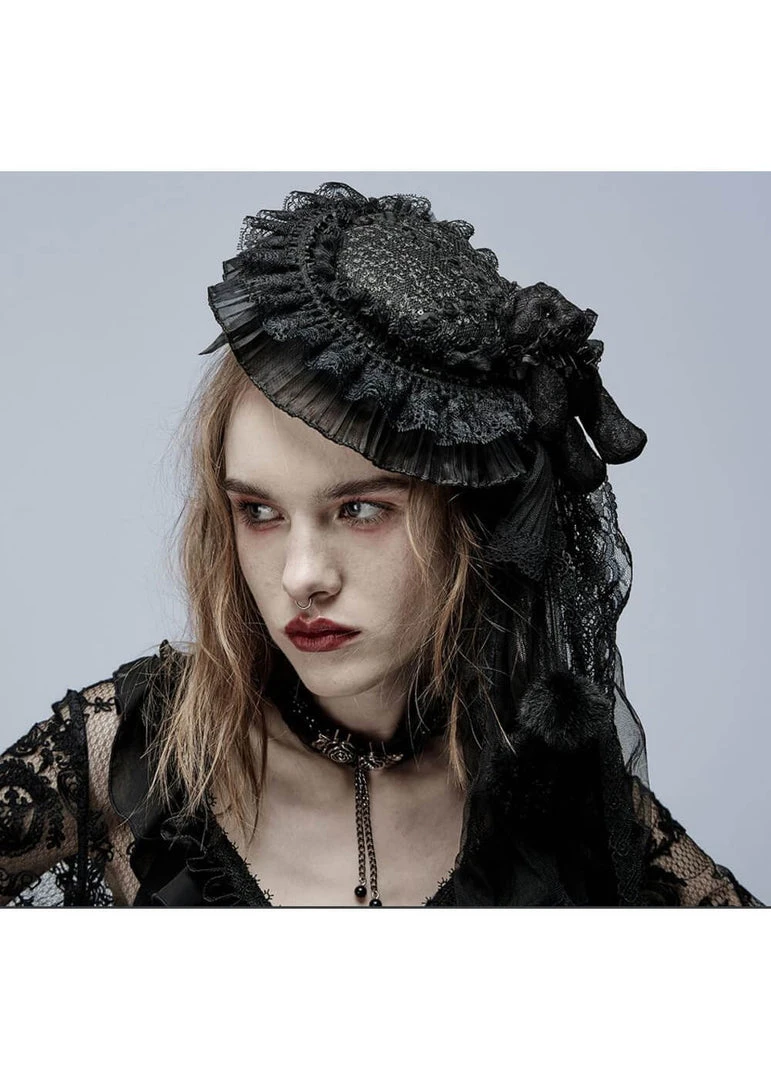 New In Punk Rave Lolita Elegance Hat Black